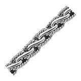 Oxidized Sterling Silver Men's Chain Bracelet in a Cable Motif thumbnail 2