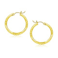 14k Yellow Gold Diamond Cut Hoop Earrings (20mm)