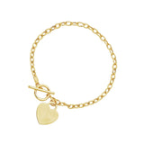 Toggle Bracelet with Heart Charm in 14k Yellow Gold thumbnail 2