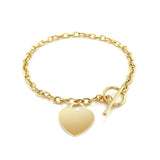 Toggle Bracelet with Heart Charm in 14k Yellow Gold thumbnail 4