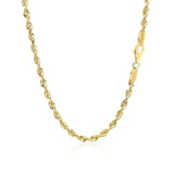 3.0mm 10k Yellow Gold Solid Diamond Cut Rope Chain thumbnail 4