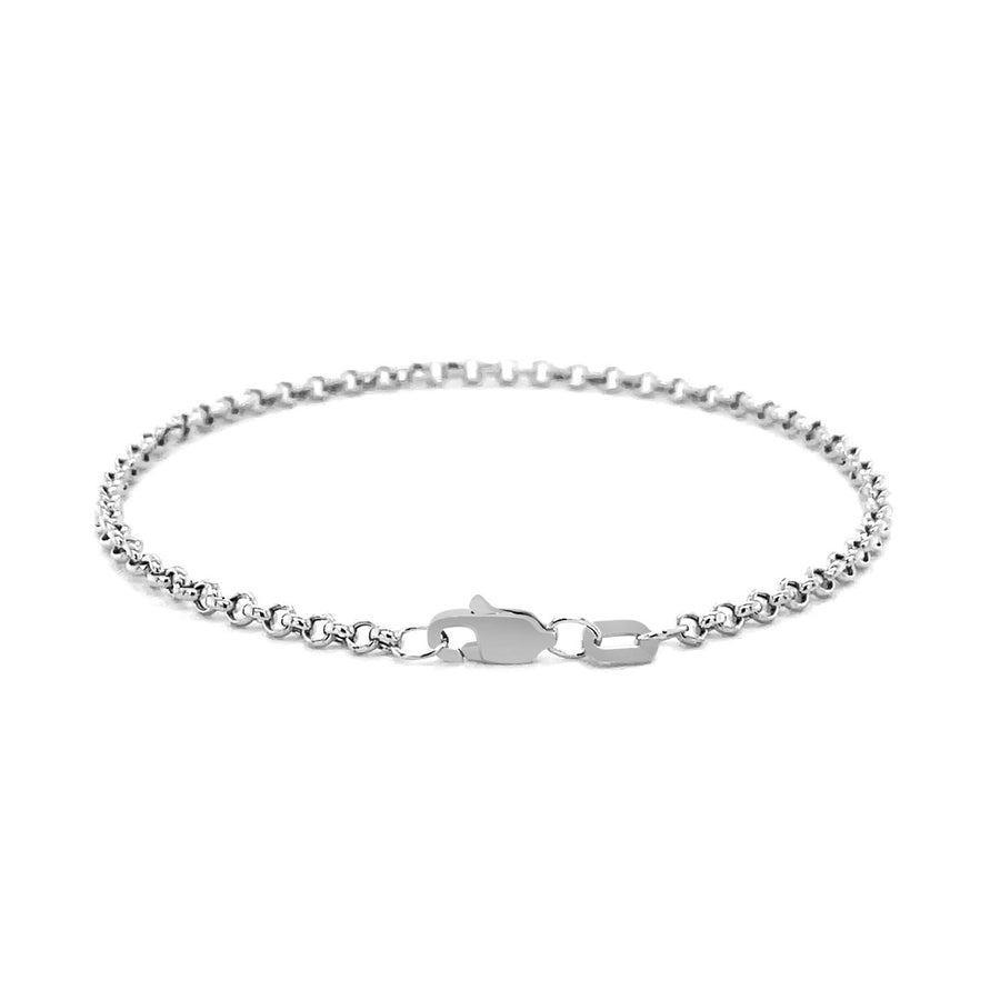 2.3mm 14k White Gold Rolo Bracelet