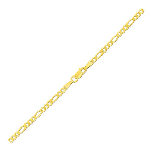 2.8mm 14k Yellow Gold Solid Figaro Bracelet