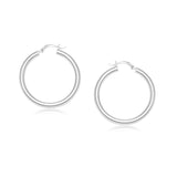 14k White Gold Polished Hoop Earrings (25 mm) thumbnail 1