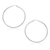 14k White Gold Polished Hoop Earrings (30mm) thumbnail 2
