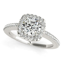 Load image into Gallery viewer, 14k White Gold Pave Style Slim Shank Diamond Engagement Ring (1 1/8 cttw)