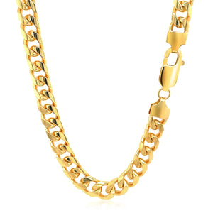 6.7mm 14k Yellow Gold Solid Miami Cuban Chain