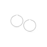 14k White Gold Polished Hoop Earrings (15 mm) thumbnail 2