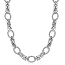 Load image into Gallery viewer, Sterling Silver  Rhodium Plated Knot Style and Textured Oval Chain Necklace