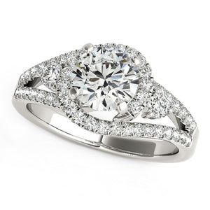 14k White Gold Split Shank Halo Bypass Diamond Engagement Ring (1 3/4 cttw)