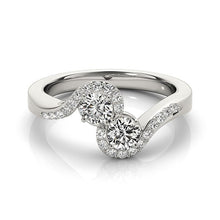 Load image into Gallery viewer, 14k White Gold Curved Band Style Two Diamond Ring (5/8 cttw)
