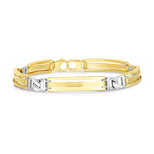 Load image into Gallery viewer, 14k Two-Tone Gold Men&#39;s Bracelet with Fancy Bar Links