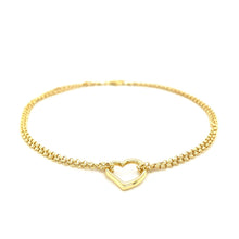 Load image into Gallery viewer, 14k Yellow Gold Double Rolo Chain Anklet with an Open Heart Station