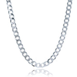 Rhodium Plated 7.9mm Sterling Silver Curb Style Chain thumbnail 2