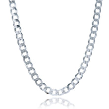 Load image into Gallery viewer, Rhodium Plated 7.9mm Sterling Silver Curb Style Chain
