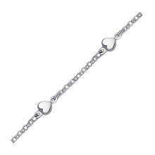 Load image into Gallery viewer, 14k White Gold Anklet with Puffed Heart Design