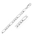 14K white gold Figaro chain bracelet with 6.0mm solid links and lobster clasp