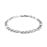 6.0mm 14k White Gold Solid Figaro Bracelet thumbnail 2