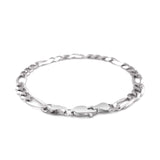 6.0mm 14k White Gold Solid Figaro Bracelet thumbnail 3