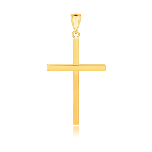 14k Yellow Gold Polished Flat Cross Pendant