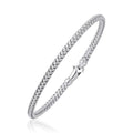 14K white gold woven fancy weave slip-on bangle, 3.0mm band