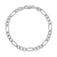 4.6mm 14k White Gold Solid Figaro Bracelet