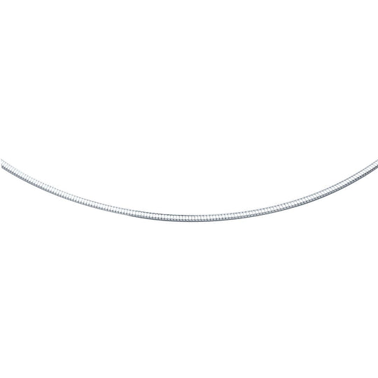 14K white gold Omega style chain, 2 mm, no stones