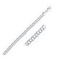 14k white gold double link charm bracelet, 5.0 mm width, solid links