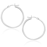 14k White Gold Polished Hoop Earrings (25 mm) thumbnail 2