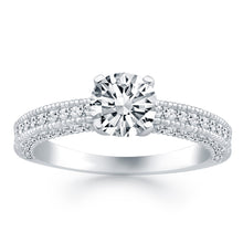Load image into Gallery viewer, 14k White Gold Diamond Micropave Milgrain Engagement Ring
