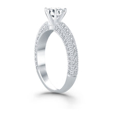 Load image into Gallery viewer, 14k White Gold Diamond Micropave Milgrain Engagement Ring