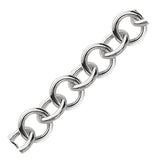Sterling Silver Rolo Style Polished Charm Bracelet with Rhodium Plating thumbnail 3