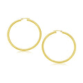 14K yellow gold polished hoop earrings, 30 mm, no stones