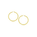 14K yellow gold polished hoop earrings, 15 mm, with snap-post closure