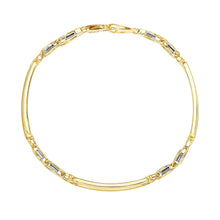 Load image into Gallery viewer, 14k Two-Tone Gold Fancy Bar Style Men&#39;s Bracelet with Curved Connectors