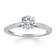 Load image into Gallery viewer, 14k White Gold Micro Prong Diamond Cathedral Engagement Ring