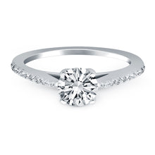 Load image into Gallery viewer, 14k White Gold Micro Prong Diamond Cathedral Engagement Ring