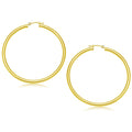 14K yellow gold polished hoop earrings, 50 mm, no stones