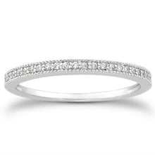 Load image into Gallery viewer, 14k White Gold Diamond Micro Pave Diamond Milgrain Wedding Ring Band