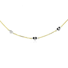Load image into Gallery viewer, 14k Two Tone Gold Anklet with Diamond Cut Heart Style Stations
