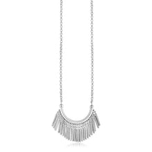 Load image into Gallery viewer, Sterling Silver Necklace with Curved Bar and Fringe