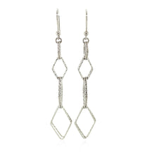 Load image into Gallery viewer, Sterling Silver Textured Interlocking Diamond Motif Dangle Earrings