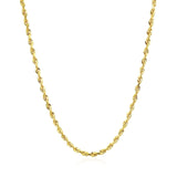 2.5mm 14k Yellow Gold Solid Diamond Cut Rope Chain thumbnail 3