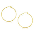 14K yellow gold polished hoop earrings, 45 mm, no stones