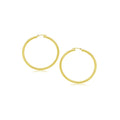 14K yellow gold polished hoop earrings with a 2mm round tube profile