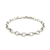Sterling Silver Polished Charm Bracelet with Rhodium Plating thumbnail 4