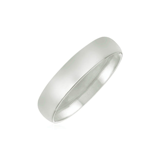 14K white gold 5mm comfort fit wedding band with no stones