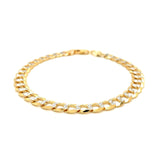 7.0mm 14k Two Tone Gold Pave Curb Bracelet thumbnail 2