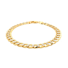 Load image into Gallery viewer, 7.0mm 14k Two Tone Gold Pave Curb Bracelet