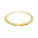 7.0mm 14k Two Tone Gold Pave Curb Bracelet thumbnail 3